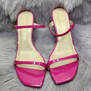 Stuart Weitzman Patent Leather Aleena Heel Sandals Womens Size 12 Pink Fuchsia